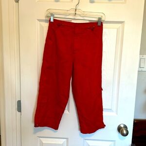 VTG Red Capri Beverly Hills Polo club 1980 100% poly zipper pocket flap 26”W